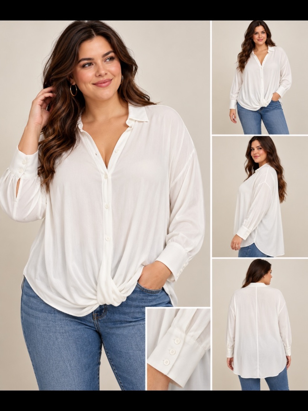Melissa Nepton Mally Blouse M White Draped Twist Front Button Shirt NWT